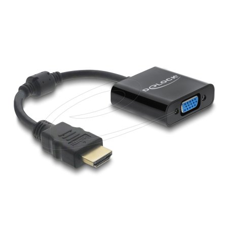 DeLOCK 61077 video cable adapter 0.15 m HDMI Type A (Standard) VGA (D-Sub) Black
