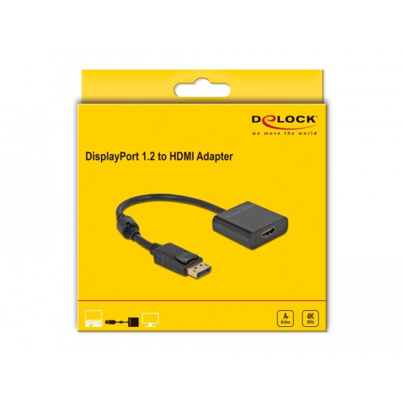 Delock Adapter DisplayPort 1.2 Stecker zu HDMI Buchse 4K Aktiv schwarz