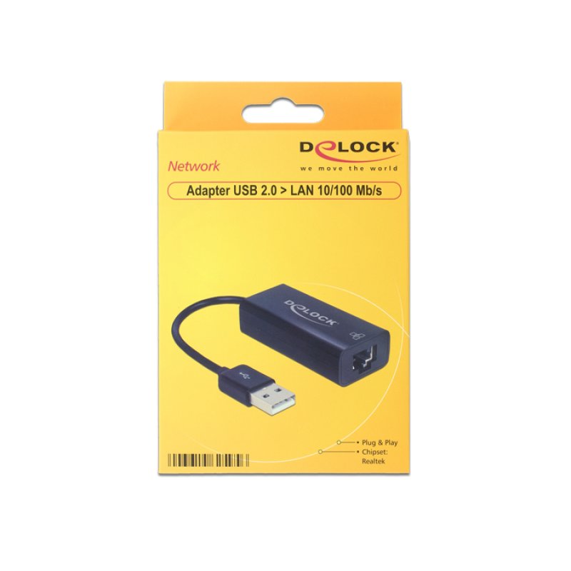 Delock USB 2.0 Typ-A Netzwerk Adapter 10/100 Mbps LAN 1 x RJ45