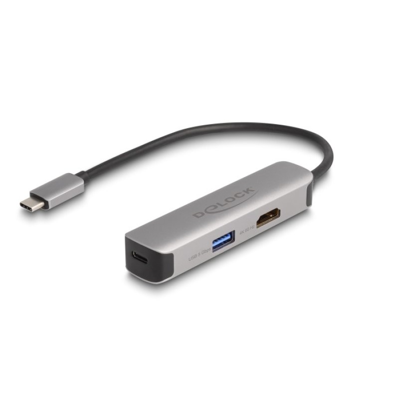 DeLOCK Adaptateur USB Type-C vers HDMI 4K 60 Hz avec USB Type-A et USB Type-C Données PD 92 W