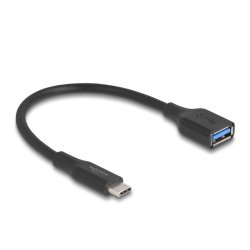 Delock USB 10 Gbps Adapter USB Type-C™ Stecker zu Typ-A Buchse 19 cm 60 W QC 3.0 schwarz