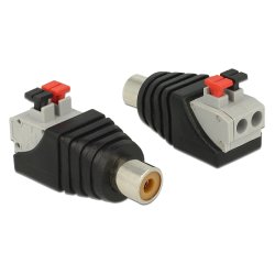 Delock Adapter Cinchbuchse Terminalblock mit Drucktasten 2 Pin