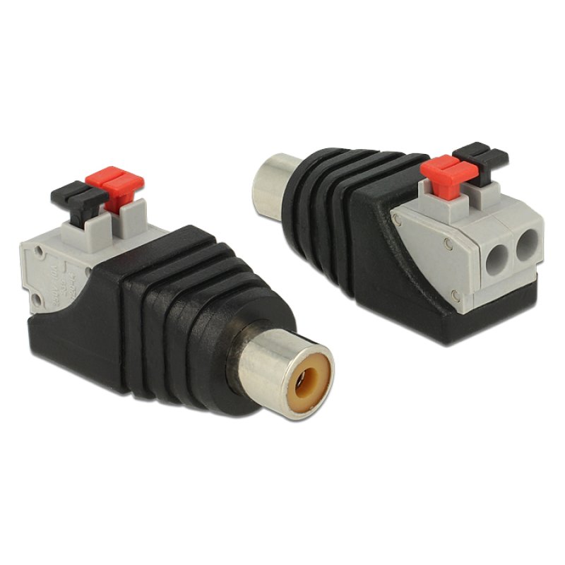 Delock Adapter Cinchbuchse Terminalblock mit Drucktasten 2 Pin