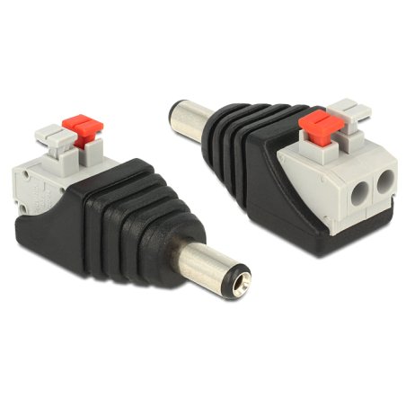 Delock Adapter DC 5,5 x 2,1 mm Stecker Terminalblock mit Drucktasten 2 Pin