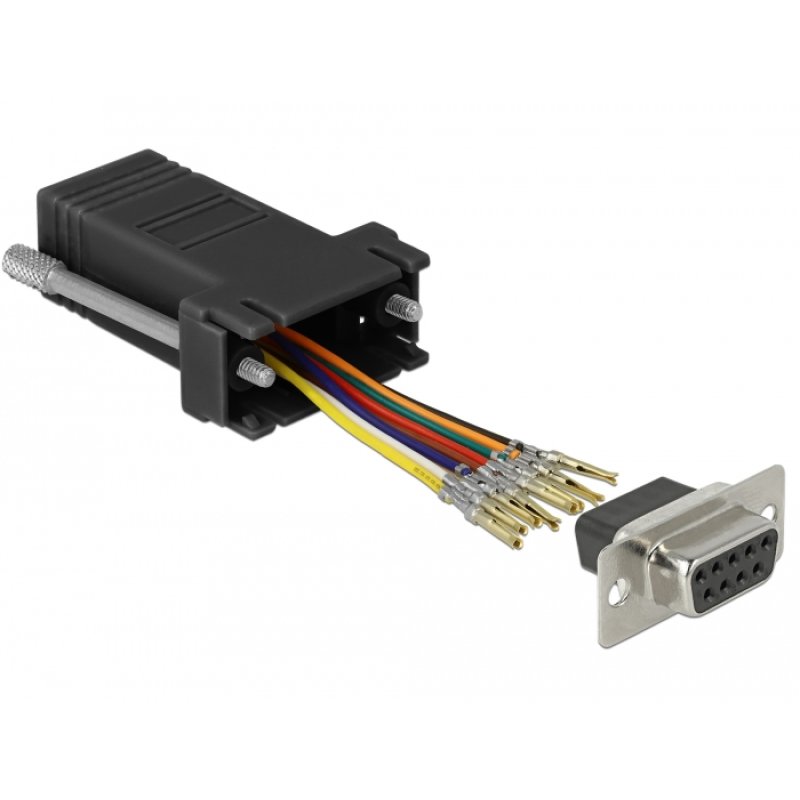 DeLOCK 66165 cable gender changer Sub-D 9 pin Rj-45 Black, Stainless steel