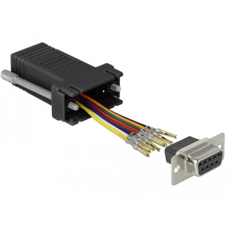 Delock D-Sub 9 Pin Buchse zu RJ45 Buchse Montagesatz schwarz