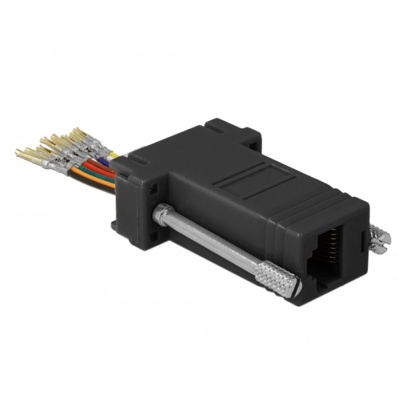 Delock D-Sub 9 Pin Buchse zu RJ45 Buchse Montagesatz schwarz