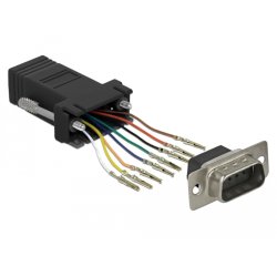 DeLOCK 66166 changeur de genre de câble Sub-D Rj-45 Noir, Acier inoxydable