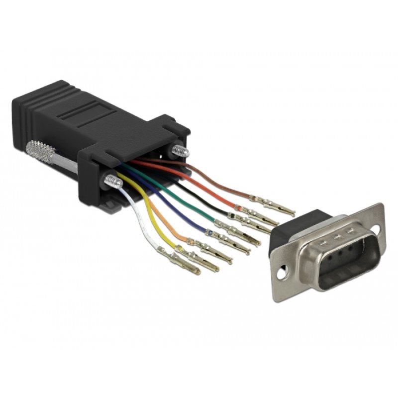 DeLOCK 66166 cable gender changer Sub-D Rj-45 Black, Stainless steel