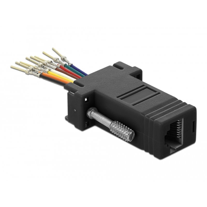 Delock D-Sub 9 Pin Stecker zu RJ45 Buchse Montagesatz schwarz