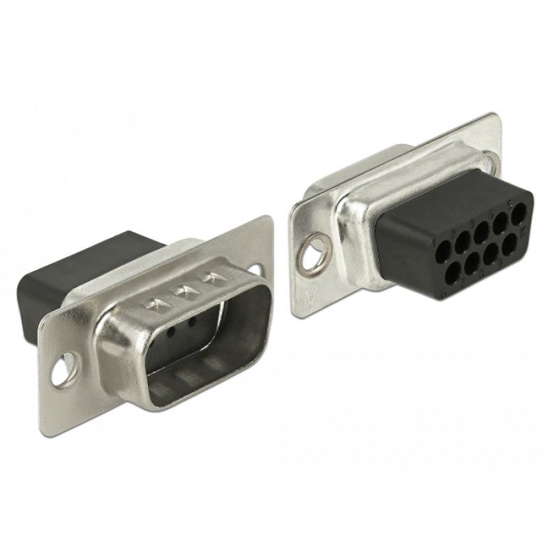 DeLOCK 66166 cable gender changer Sub-D Rj-45 Black, Stainless steel