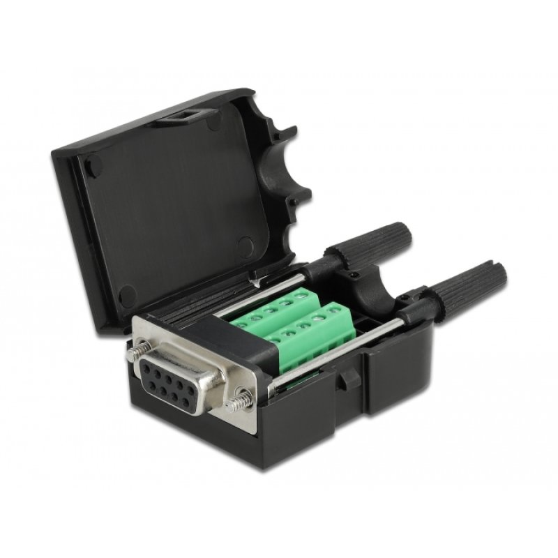 DeLOCK 66257 connecteur de fils Sub-D 9, bornier 10 broches Noir