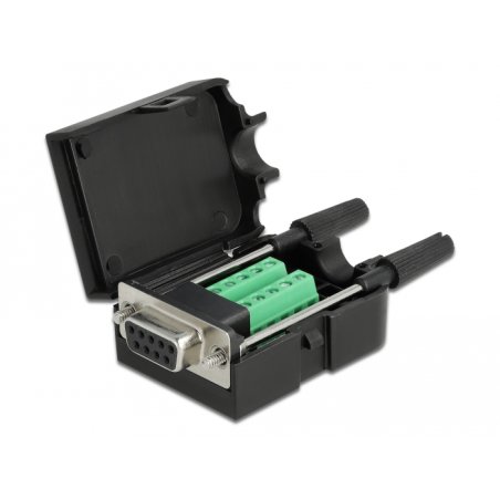 DeLOCK 66257 connecteur de fils Sub-D 9, bornier 10 broches Noir