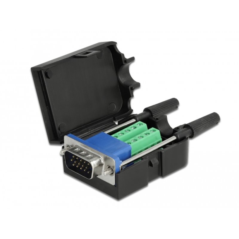 DeLOCK 66258 connecteur de fils VGA 15 broches, bornier 10 broches Noir
