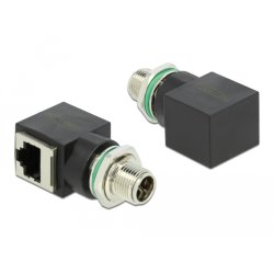 Delock Netzwerkadapter M12 X-kodiert 8 Pin Stecker zu RJ45 Buchse