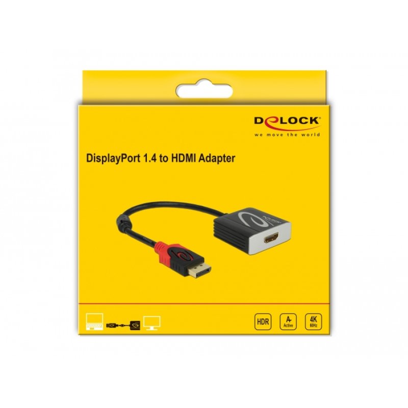 Delock Aktiver DisplayPort 1.4 zu HDMI Adapter 4K 60 Hz (HDR)
