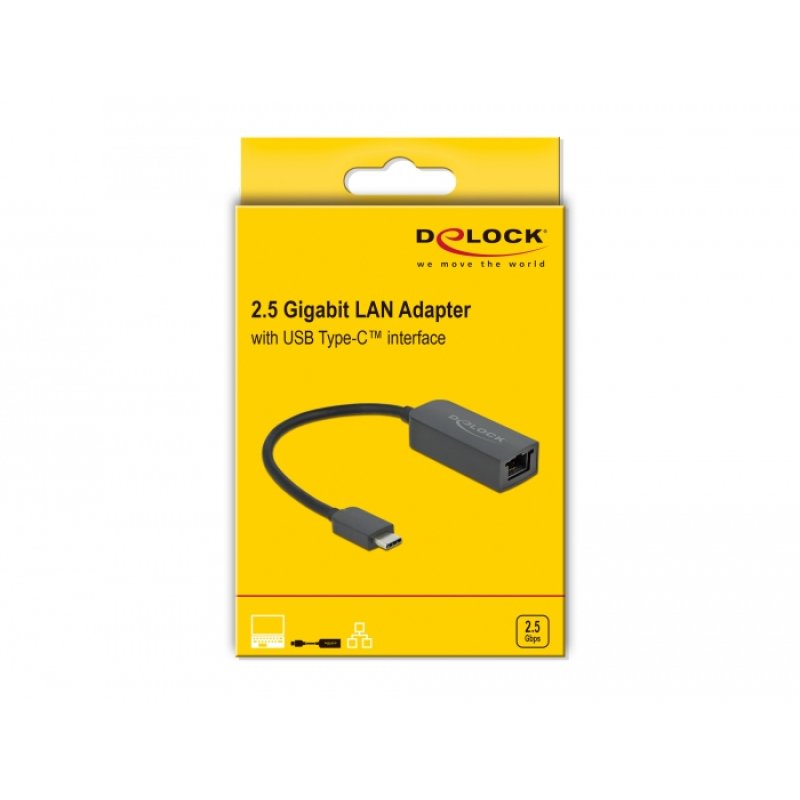Delock USB Type-C™ Netzwerk Adapter 2,5 Gigabit LAN 1 x RJ45 kompakt