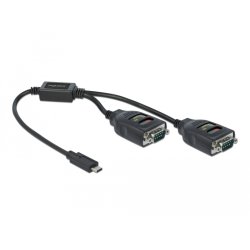Delock Adapter USB Type-C™ zu 2 x Seriell RS-232 DB9 mit 15 kV ESD Schutz