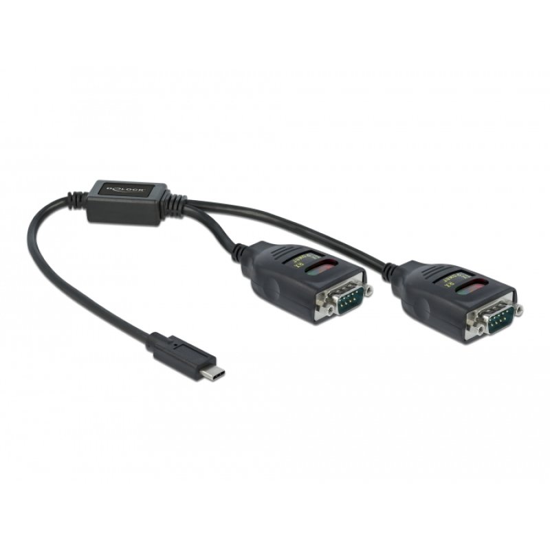 DeLOCK Adapter USB Type-C to 2 x Serial RS-232 DB9 with 15 kV ESD protection