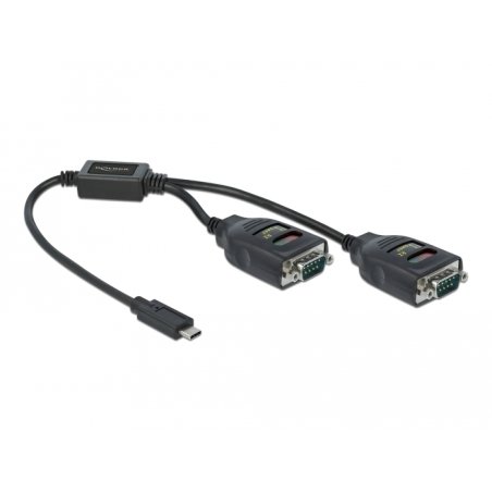 DeLOCK Adapter USB Type-C to 2 x Serial RS-232 DB9 with 15 kV ESD protection