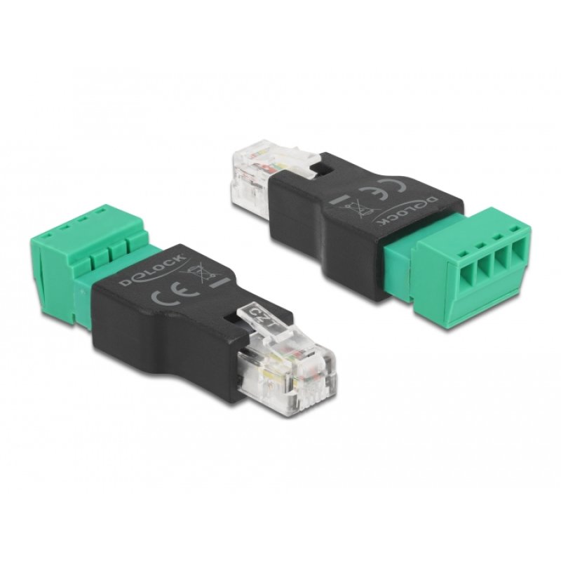 Delock Adapter RJ11/14 Stecker zu Terminalblock 4 Pin 2-teilig