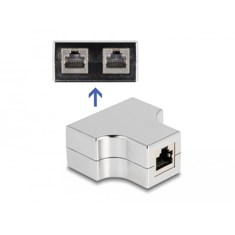 DeLOCK RJ45 Splitter / T Adapter 1 x RJ45 jack to 2 x RJ45 jack Cat.5e STP