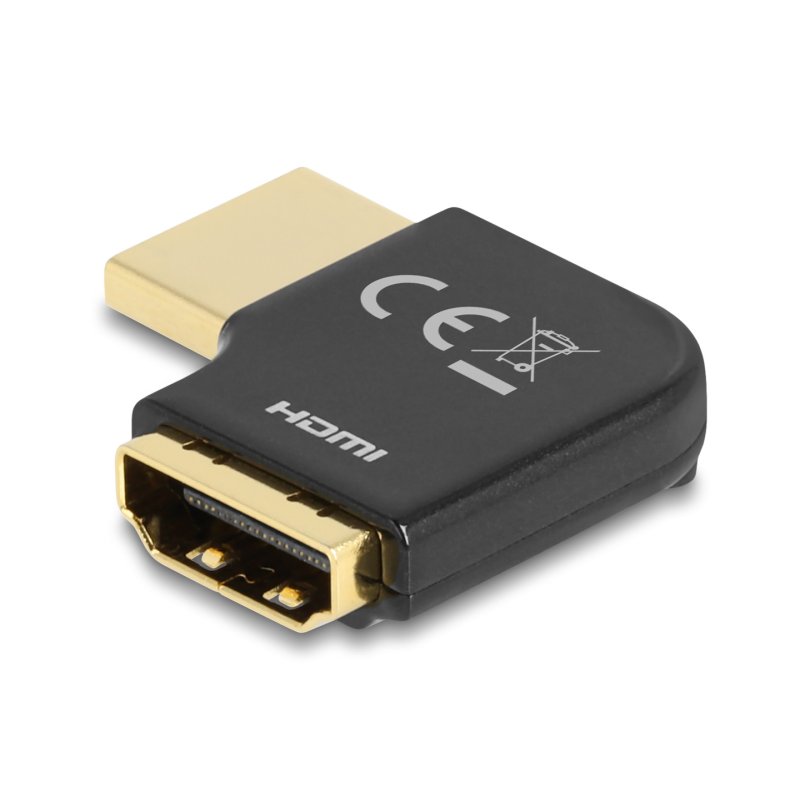 DeLOCK Adaptateur HDMI mâle à femelle, 90° angulée à droite 8K 60 Hz, métallique