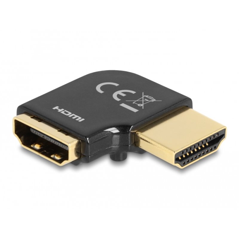DeLOCK Adaptateur HDMI mâle à femelle, 90° angulée à gauche 8K 60 Hz, métallique