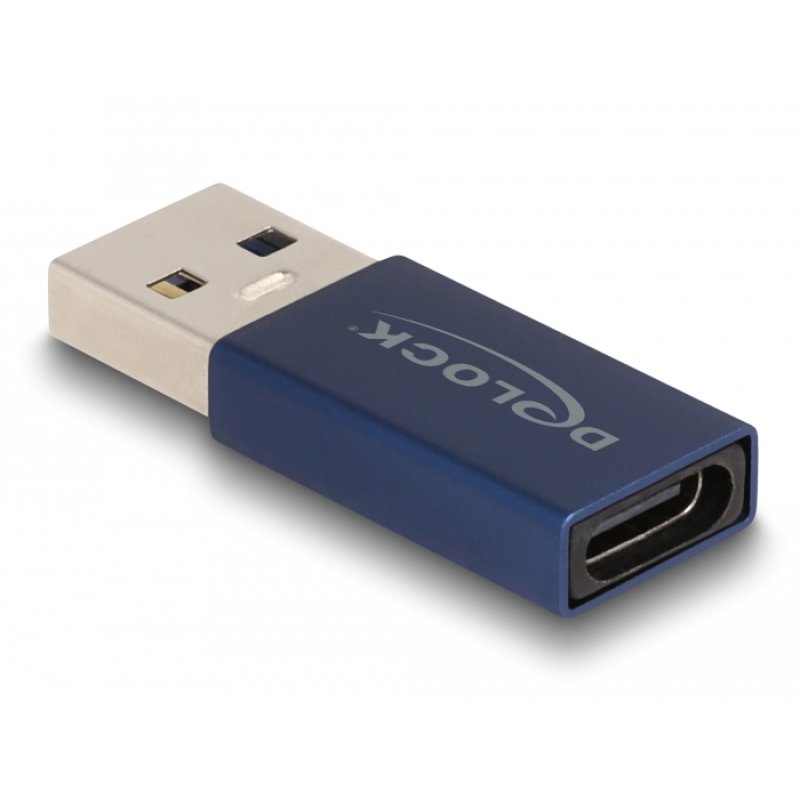 DeLOCK USB 10 Gbps Adapter USB Type-A male to USB Type-C active female blue