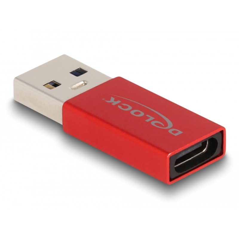 DeLOCK USB 10 Gbps Adapter USB Type-A male to USB Type-C active female red