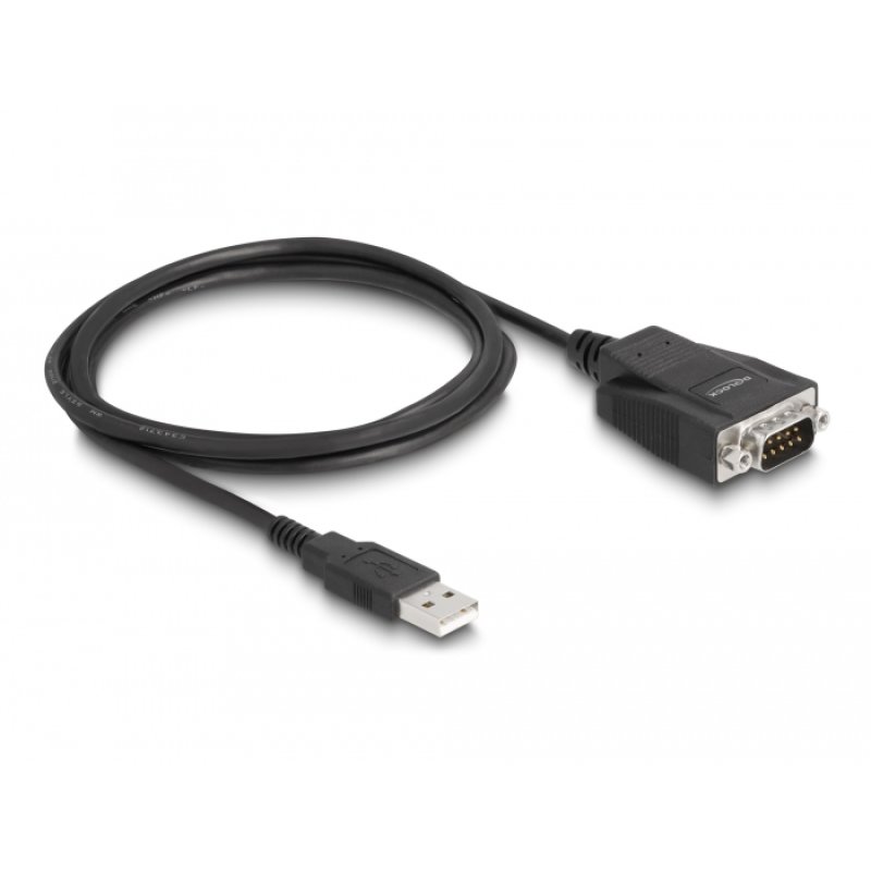 Delock Adapter USB 2.0 Typ-A Stecker zu 1 x Seriell RS-232 D-Sub 9 Stecker mit Schrauben und Muttern ESD