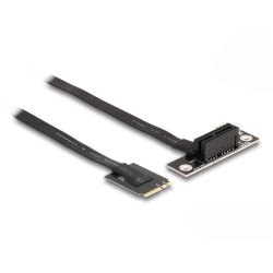 DeLOCK M.2 Key A E to PCIe x1 NVMe Adapter angled with 20 cm cable