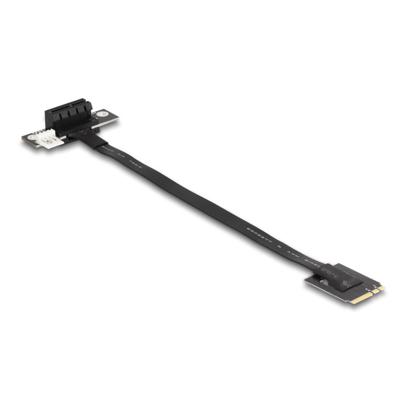 DeLOCK M.2 Key A E to PCIe x1 NVMe Adapter angled with 20 cm cable