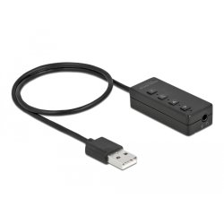 DeLOCK Adaptateur USB d’écouteurs et microphone avec 2 jacks stéréo pour Windows et Mac OS