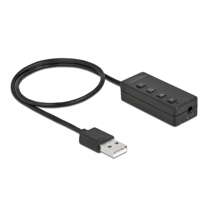 DeLOCK Adaptateur USB d’écouteurs et microphone avec 2 jacks stéréo pour Windows et Mac OS