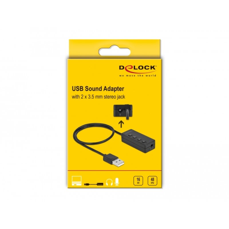 Delock USB Headset und Mikrofon Adapter mit 2 x 3,5 mm Klinkenbuchse für Windows und Mac OS