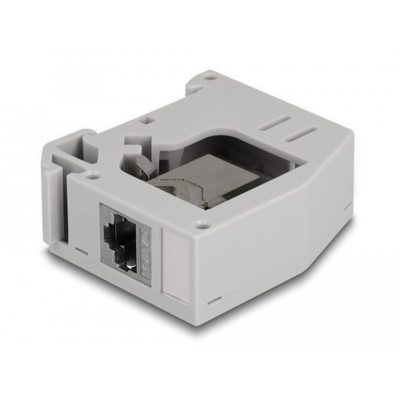 DeLOCK DIN rail Adapter with Keystone Module RJ45 jack to RJ45 jack Cat.6A