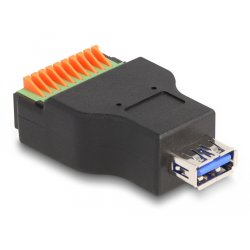 DeLOCK USB 3.2 Gen 1 Type-A female to Terminal Block Adapter with push button