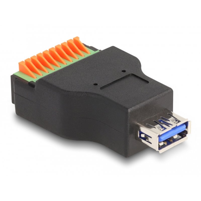 DeLOCK USB 3.2 Gen 1 Type-A female to Terminal Block Adapter with push button