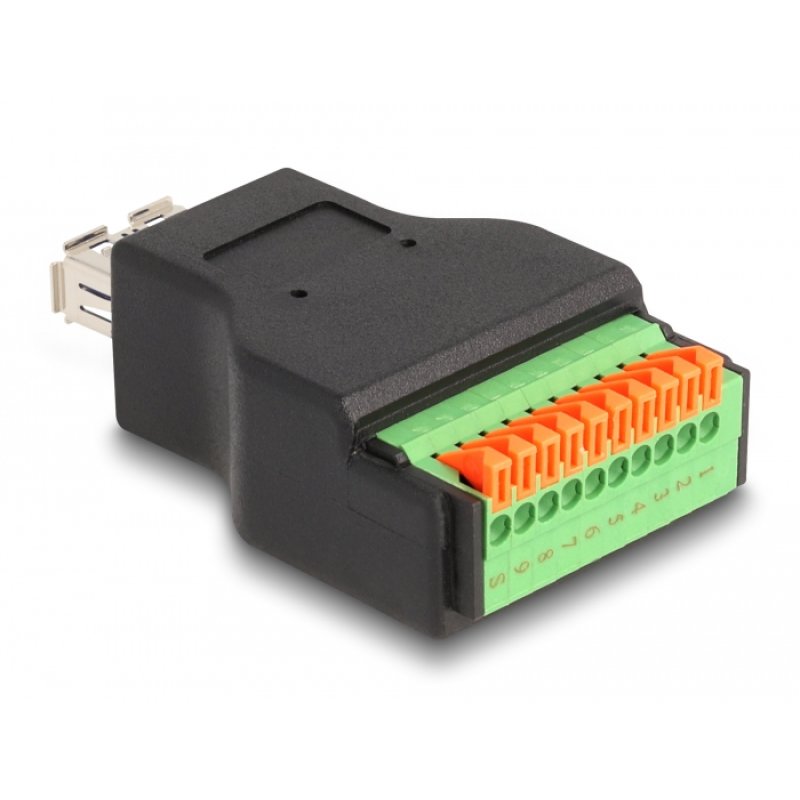 DeLOCK USB 3.2 Gen 1 Type-A female to Terminal Block Adapter with push button