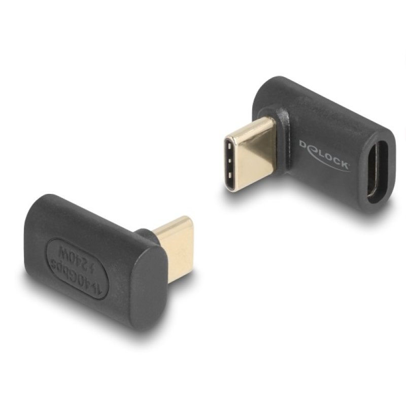 Delock Adapter USB 40 Gbps USB Type-C™ PD 3.1 240 W Stecker zu Buchse gewinkelt 8K 60 Hz
