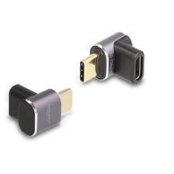 DeLOCK USB Adaptateur 40 Gbps USB Type-C PD 3.0 100 W mâle à femelle coudé 8K 60 Hz métallique compact