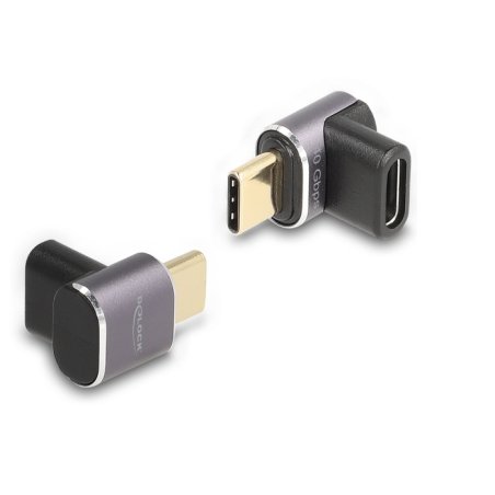 DeLOCK USB Adaptateur 40 Gbps USB Type-C PD 3.0 100 W mâle à femelle coudé 8K 60 Hz métallique compact