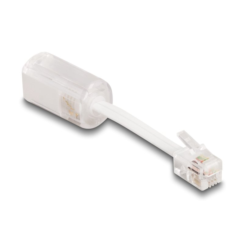 DeLOCK Adaptateur de câble de téléphone RJ10 mâle à RJ10 femelle avec câble de connexion, 30 mm transparent /