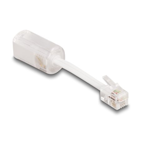 DeLOCK Telephone Cable RJ10 plug to RJ10 jack with connection cable 30 mm transparent / white