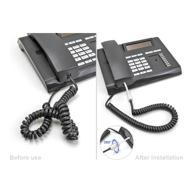 DeLOCK Adaptateur de câble de téléphone RJ10 mâle à RJ10 femelle avec câble de connexion, 30 mm transparent /