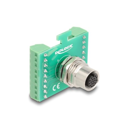 DeLOCK M12 Transfer Module Adapter 17 pin A-coded female to 18 pin terminal block for installation