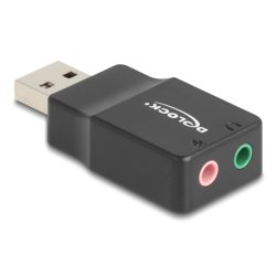 DeLOCK 66634 changeur de genre de câble USB 2.0 Type-A 2 x 3.5 mm 3 pin Noir