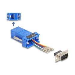 Delock D-Sub 9 Pin Stecker zu RJ12 Buchse Montagesatz blau
