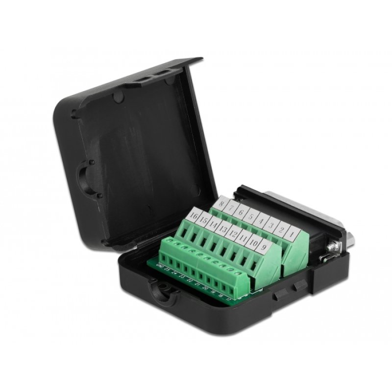DeLOCK 66266 connecteur de fils parallèle DB25, bornier 26 broches Noir